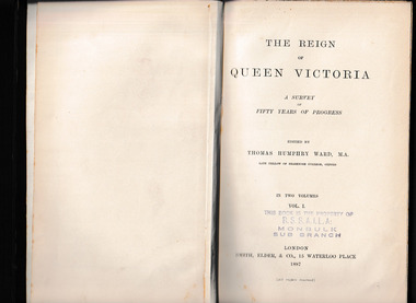 Book, Smith Elder and Co, The reign of Queen Victoria : a survey of fifty years of progress v.1, 1887