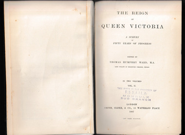 Book, Smith Elder and Co, The reign of Queen Victoria : a survey of fifty years of progress v.2, 1887