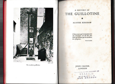 Book, Calder, A history of the guillotine, 1958