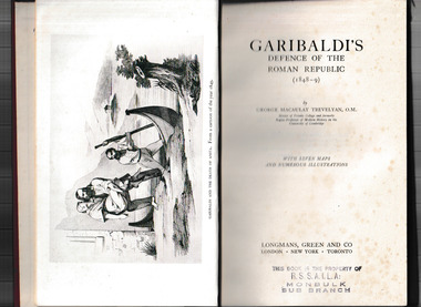 Book, Longmans, Green, Garibaldi's defence of the Roman Republic, 1908