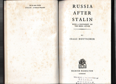 Book, Hamish Hamilton, Russia after Stalin, 1953