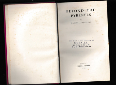 Book, Peter Davies et al, Beyond the Pyrenees, 1931