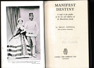Book, Cassell, Manifest destiny : a study in five profiles of the rise and influence of the Mountbatten family, 1953