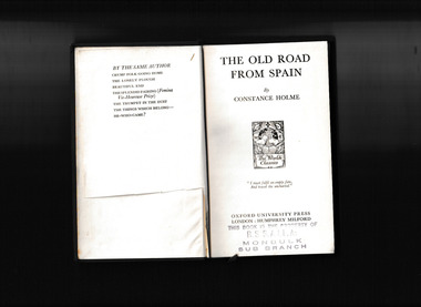 Book, The old road from Spain, 1932