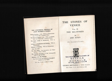 Book, John Ruskin, The Stones of Venice: v.2. The Sea Stories, ????