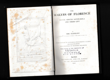 Book, McMillan, The makers of Florence: Dante, Giotto, Savonarola and their city, 1901