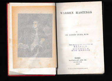 Book, Macmillan and Co, Warren Hastings, 1889