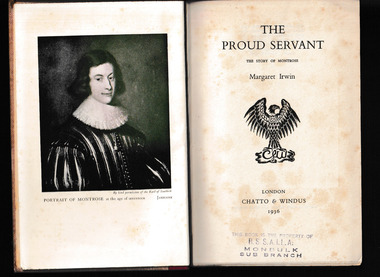Book, Chatto & Windus, The proud servant : the story of Montrose, 1936