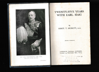 Book, Jarrolds, Twenty-five years with Earl Haig, 1929
