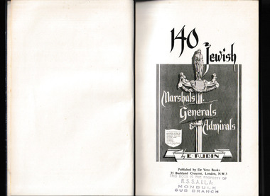 Book, De Vero Books, 140 Jewish marshals, generals & admirals, 1952