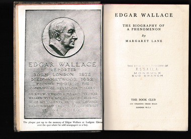 Book, The Book Club, Edgar Wallace : the biography of a phenomenon, 1939
