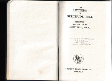 Book, Ernest Benn Ltd, The letters of Gertrude Bell, 1927
