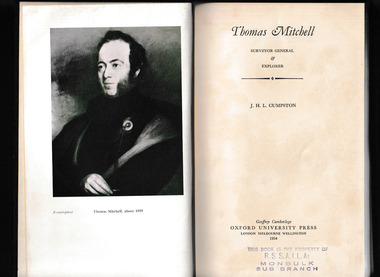 Book, Oxford University Press, Thomas Mitchell, Surveyor General and explorer, 1954