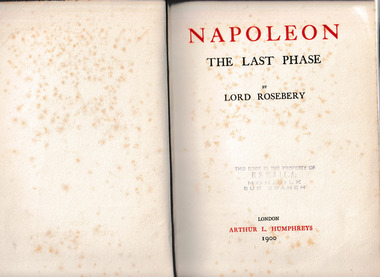Book, Arthur L. Humphreys, Napoleon, the last phase, 1900