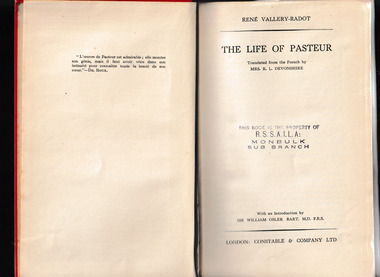 Book, Constable & Co, The life of Pasteur, 1937