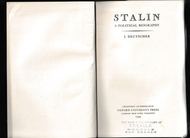 Book, Oxford University Press, Stalin : a political biography, 1949