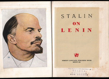 Book, Foreign Languages Publishing House, Stalin on Lenin, 1946