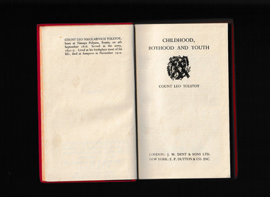Book, Leo Tolstoy et al, Childhood, boyhood and youth, 1912