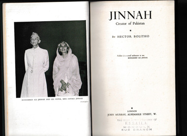 Book, John Murray, Jinnah, creator of Pakistan, 1954