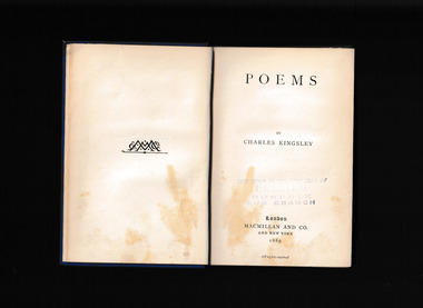 Book, Macmillan And Co, Poems: by Charles Kingsley, 1889