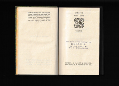 Book, JM Dent and sons, Goethe's Faust : Parts I and II, 1908