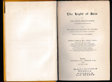 Book - The light of Asia, or, The great renunciation, Trubner and Co et al, Author, 1884