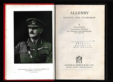 Book, Harrap, Allenby : soldier and statesman, 1946
