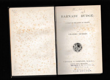 Book, Charles Dickens, Barnaby Rudge : a tale of the riots of 'eighty