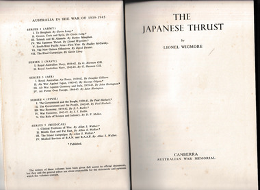 Book, Australian War Memorial, The Japanese thrust, 1957