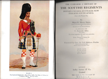 Book, Seeley Service, The uniforms & history of the Scottish regiments : Britain, Canada, Australia, New Zealand, South Africa : 1625 to the present day, 1956