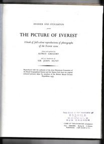 Book, Hodder & Stoughton, The Picture of Everest : a book of full-colour reproductions of photographs of the Everest scene, 1954