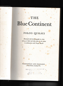 Book, Weidenfeld & Nicolson, The blue continent, 1954