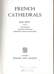 Book, Thames and Hudson, French cathedrals, 1954