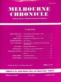 Journal, Moshe Ajzenbud, Melbourner Bleter / Melbourne Chronicle June/July 1984