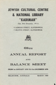 Document - Annual Report, 68th Annual Report and Balance Sheet of the Kadimah National Library 1980