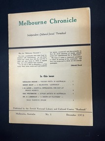 Journal, Kadimah Jewish Cultural Centre and National Library, Melburner Bleter / Melbourne Chronicle December 1975