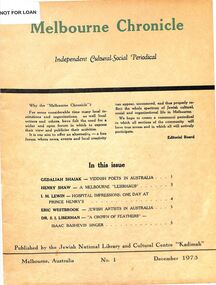 Journal, Kadimah Jewish Cultural Centre and National Library, Melburner Bleter / Melbourne Chronicle December 1975