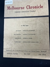Journal, Kadimah Jewish Cultural Centre and National Library, Melbourner Bleter / Melbourne Chronicle July 1976