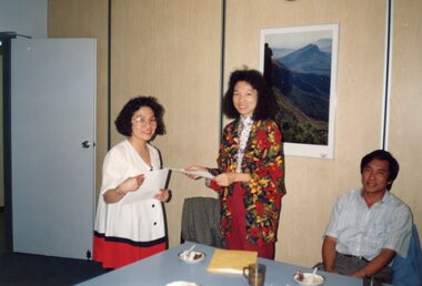 Photograph - KNH 5/7/009 Two women and one man labelled "Computer Vietnames '91"