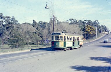 W5 722 on Wattle Park single line, Sat. p.m.  1-8-1971