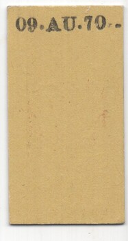 Monash Railway Club ticket for tour of 9 August 1970 - rear