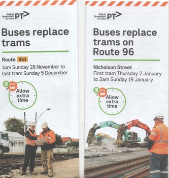 Pamplets for bus replacement service routes 86 and 96