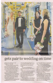 Second of two cippings showing photo  inside tram and accompanying text