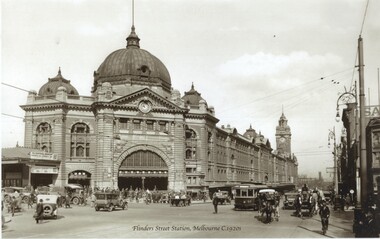 Photograph - Flinders St Station Melbourne, late 1920's