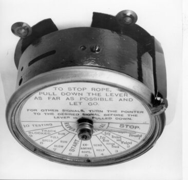 Photograph - Black and White - cable tram alarm signalling device