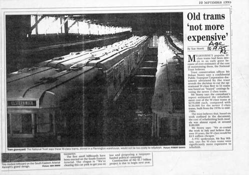 Photocopy of an article - Old Trams no more expensive