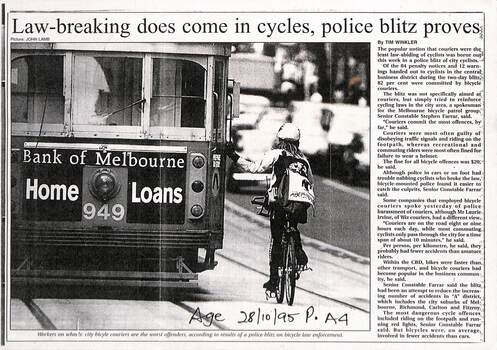 Newspaper copy - Law-breaking does come in cycles, police blitz proves - 28-10-1995