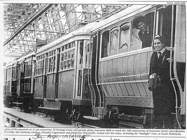 Photocopy - Swanston St tramway electrificiation - 75 years