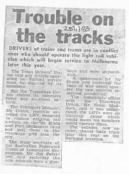 Newspaper clipping - Trouble on the tracks