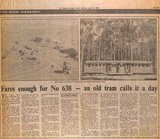 Newspaper article - Fares enough for No. 638 - an old tram calls it a day